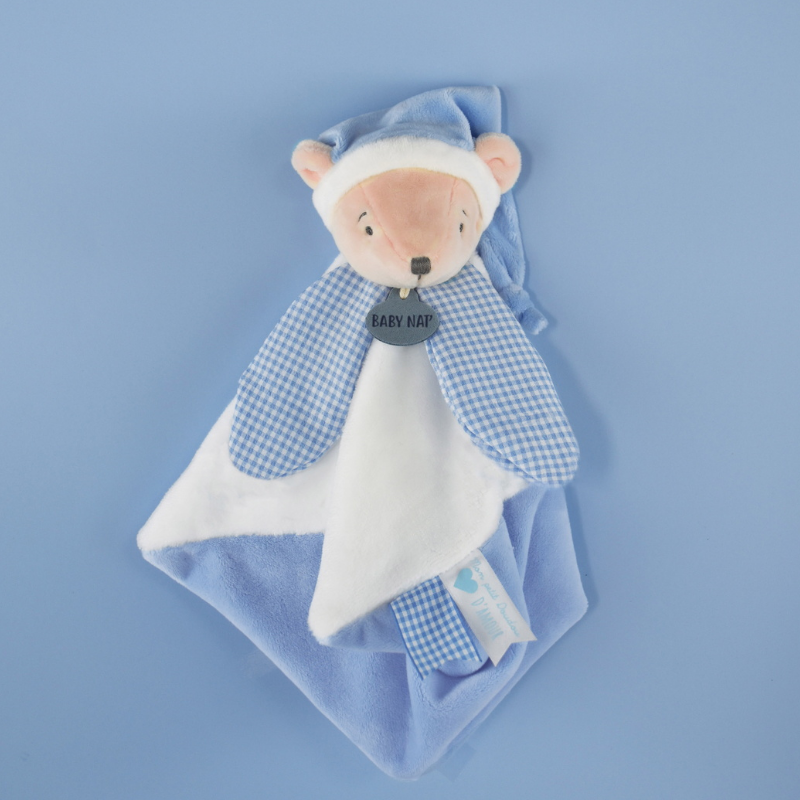  - layette - plat ours blanc bleu 25 cm 